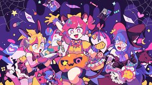MuseDash Buro Marija Anime Girls Colorful Star Eyes Blushing Candy Halloween Halloween Costume Spide 2048x1260 Wallpaper