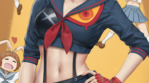 Drawing Kill La Kill Women Matoi Ryuuko Dark Hair Short Hair Schoolgirl Blush Angry Blue Eyes Anime  825x1280 wallpaper