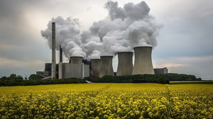 Factory Nuclear Plant Power Plant Smoke Tower Yellow Flower 1920x1280 Wallpaper