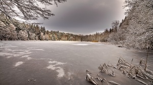 Nature Winter Cold Outdoors Snow Ice Frost Lake Landscape 3840x2160 Wallpaper