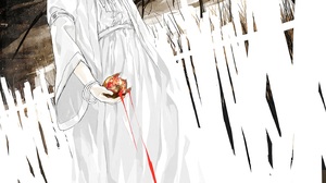 Loundraw Anime Girls Gray Hair Shawl White Dress White Hair Pomegranate 1447x2046 Wallpaper