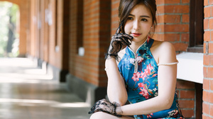 Asian Model Women Long Hair Dark Hair Heels Cheongsam 2560x3840 Wallpaper