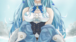 Anime Anime Girls Yukihana Lamy Virtual Youtuber Hololive Pointy Ears Long Hair Blue Hair Artwork Di 1552x1912 Wallpaper