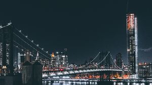 City Bridge Lights Night Brooklyn 6000x4000 Wallpaper