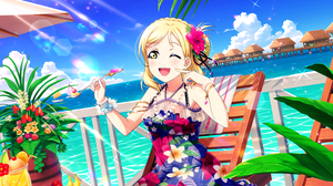 Ohara Mari Love Live Love Live Sunshine Anime Anime Girls Clouds Sky Sunlight Leaves Flowers One Eye 4096x2520 Wallpaper
