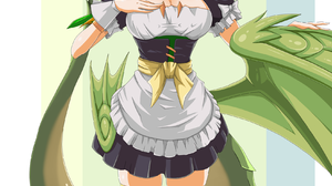 Anime Anime Girls Trading Card Games Yu Gi Oh Parlor Dragonmaid Twintails Green Hair Maid Maid Outfi 1686x2127 Wallpaper