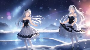 Anime Anime Girls Original Characters Ai Art Novel Ai Twins Long Hair Two Women Artwork Digital Art  4096x2340 Wallpaper