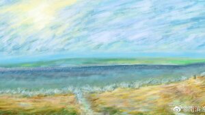 Landscape River Sky Spring Modern Impressionism Digital Painting Painting Artwork 2295x1080 wallpaper