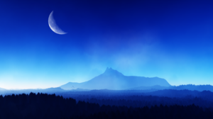 Digital Digital Art Artwork Illustration Render Landscape Sky Moon Mountains Nature Forest Blue Hypn 3840x2160 Wallpaper