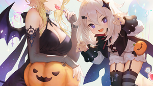 Pixiv Nyma Portrait Display Anime Girls Halloween Halloween Costume Paimon Genshin Impact Lumine Gen 1820x2220 Wallpaper