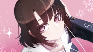 Saenai Heroine No Sodatekata Katou Megumi Anime Brunette Pink Background Pink Eyes Anime Girls 3124x2596 Wallpaper