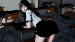 3D School Uniform Schoolgirl 1920x1080 Wallpaper