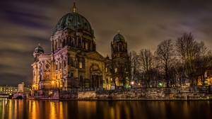Architecture Berlin Berlin Cathedral Cathedral City Dome Germany Light Night Religious 2048x1536 Wallpaper