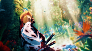 Hells Paradise Jigokuraku Blonde Headband Kimono Sword Trees Nature Flowers Sunlight Anime Anime Scr 1920x1080 Wallpaper