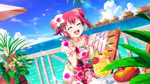 Kurosawa Ruby Love Live Love Live Sunshine Anime Anime Girls Closed Eyes Sunlight Sky Clouds Water F 4096x2520 wallpaper