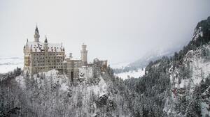 Castle Snow Germany Winter Cold Europe Forest Mountains Hills Neuschwanstein Castle 2201x1467 Wallpaper
