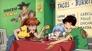 Neon Genesis Evangelion Asuka Langley Soryu Kitchen Anime Boys Anime Girls Son Goku Ikari Shinji Aya 1920x1080 Wallpaper