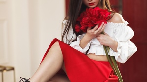 Zhanna Evstafieva Janna Evstafeva Women Model Brunette Long Hair Looking At Viewer Red Lipstick Flow 1440x2160 Wallpaper