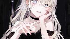 Anime Anime Girls Iren Lovel Artwork Silver Hair Long Hair Gray Eyes Chess 945x1300 wallpaper