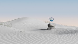 Landscape Nature Desert Bubbles Rock Sand Digital Digital Art Render Daylight Dunes 3412x3412 Wallpaper