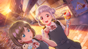 Arashi Chisato Love Live Super Star Love Live Anime Anime Girls Ice Cream Sunset Sunset Glow Spoon H 4096x2520 Wallpaper