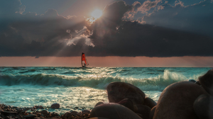 Water Sun Sunlight Clouds Sea Boat Sky Outdoors Photography 3500x2333 Wallpaper