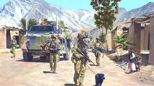 Army Car Dog Military Military Vehicle Soldier Helmet Gun Uniform Signature Mountains Standing Sungl 2253x1570 wallpaper