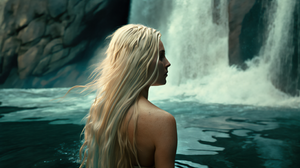 Ai Art Women Waterfall Blonde Water Long Hair 3136x1792 Wallpaper