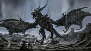 The Elder Scrolls Skyrim Dragon 6720x3270 wallpaper