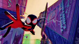 Spider Spider Man Spider Man Across The Spider Verse Marvel Comics Superhero Bodysuit Falling Lookin 2400x1220 Wallpaper