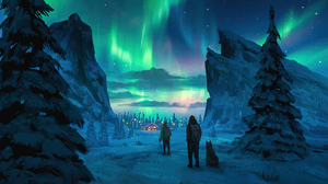Aurorae Snow Digital Art Night Sky Artwork 3840x2160 Wallpaper