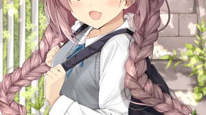 Anime Anime Girls Original Characters Artwork Shirosei Mochi School Uniform Braids Brunette Brown Ey 4299x6071 Wallpaper