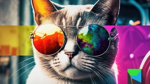 Ai Art Sunglasses Cats Glitch Art Animals Colorful Digital Art 3136x1792 wallpaper