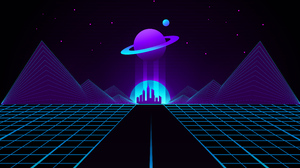 City Mountain Planet Retro Wave Synthwave 3840x2160 Wallpaper