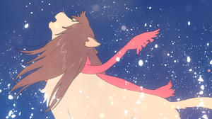 Wolf Children Snow Winter Anthropomorphic Upscaled Scarf Anime Girls Closed Eyes Anime Screenshot 3840x2160 Wallpaper