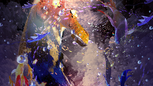 Abstract Makoron117 Universe Moon Vertical Fish Water Drops 3000x4000 Wallpaper