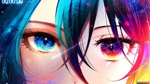 Eyes Heterochromia Anime Anime Girls Multi Colored Hair 2048x1225 Wallpaper