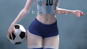 Yoly Argentina Soccer Soccer Girls Soccer Ball FiFA FiFA World Cup Asian Asian Cosplayer CGi Digital 1600x2492 wallpaper