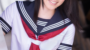 Ai Uehara Asian Women Model Brunette Cosplay Schoolgirl Sailor Uniform Brown Eyes Smiling Indoors Wo 1357x1920 Wallpaper