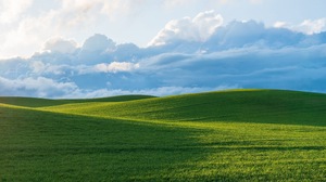 Field Landscape Nature Grass Clouds Sky Hills Windows XP Microsoft 3840x2160 Wallpaper