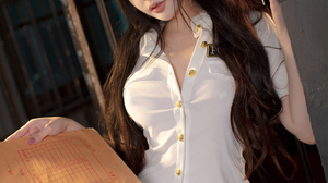 Women Model Asian Cosplay Police Women Women Indoors Shirt Long Hair 2560x3840 Wallpaper