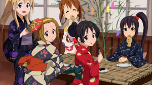 K ON Anime Anime Girls Kimono Anime Girls Eating Eating Food Group Of Women Hirasawa Yui Akiyama Mio 1346x1020 Wallpaper