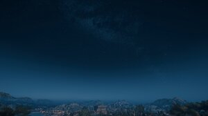 Assassins Creed Odyssey Night Sky Stars Blue Sky Night Video Games CGi 2560x1440 wallpaper