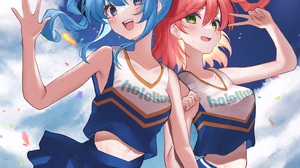 Anime Anime Girls Hololive Virtual Youtuber Hoshimachi Suisei Sakura Miko Long Hair Blue Hair Pink H 5814x5143 Wallpaper