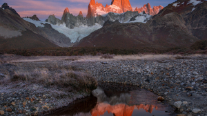 Mountains Fitz Roy El Chalten Patagonia Sunset Rocks Snow Clear Sky Nature Reflection 2000x1545 Wallpaper