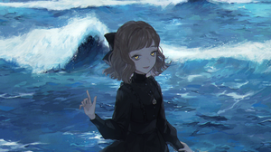 Beach Dress Sea Water Anime Girls Standing In Water 2700x4093 Wallpaper