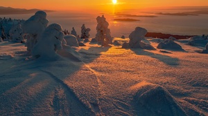 Landscape Nature Snow Sunrise 2400x1600 Wallpaper