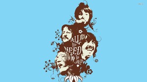 The Beatles John Lennon Paul McCartney George Harrison Ringo Starr Men Band Simple Background Blue B 1920x1080 wallpaper