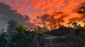 Landscape The Witcher 3 Wild Hunt Sunset Sunset Glow Golden Hour Rocks 3840x2160 Wallpaper