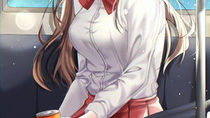 Anime Anime Girls Genshin Impact Fanta Amber Genshin Impact Vertical Soda School Uniform Sitting 2284x4249 Wallpaper